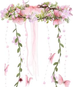 lot 18202 image: MOSTORY Fairy Flower Headpeice for Women, Woodland Elf Crown with Butterfly and Vines for Fairy Costume Renaissance Cosplay