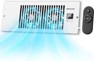 lot 18207 image: DEWENWILS 4 x 12 Quiet Register Booster Fan with Remote Control & Smart Intelligent Thermostat, 5-Speed Vent Fan Booster, Enhances AC Heating & Cooling Airflow for Floor, Wall, White