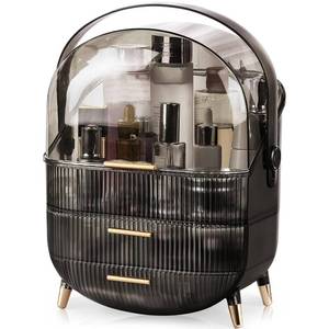 lot 18215 image: CANITORON Makeup Organizer,Large Capacity Skincare Organizer for Vanity,Cosmetic Organizer with 2 Drawers and Transparent Cover for Bedroom Countertop and Bathroom Countertop Storage.(Gray)