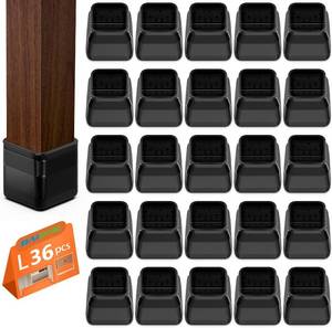 lot 18217 image: BAIPOK 36Pcs Square Chair Leg Floor Protectors, Silicone Chair Leg Protectors for Hardwood Floors, Felt Furniture Leg Cover Pad for Protecting Floors from Scratches and Noise, Black, Easy to Install