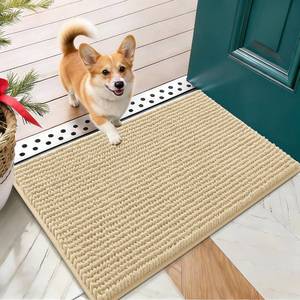 lot 18220 image: OLANLY Dog Door Mat for Muddy Paws 24x16, Ultra Absorbent Chenille Mud Doormat, Non-Slip Washable and Dirt Trapping Doormat for Indoor Entryway, Quick-Dry Indoor Pet Bed Mats for Dogs, Sand