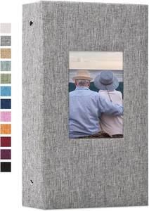 lot 18222 image: Vienrose Photo Album 4x6 with 300 Pockets Fabric Linen Cover Photo Book Slip-in Picture Albums for Baby Wedding Family Grey