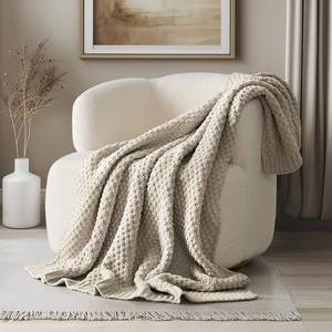 lot 18224 image: EVERGRACEHOME Chunky Chenille Knit Throw Blanket for Couch, Soft Luxurious Moss Stitch Blankets for Bed, Cozy Decorative Farmhouse Knitted Throws for Sofa, Warm Gray, 60 x 80