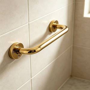 lot 18231 image: 12 inch Shower Grab Bar, Grab Bars for Bathtubs and Showers, Gold Stainless Steel Grab Bar Shower Handle Safety Support Assist Handle for Seniors