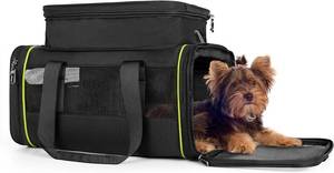 lot 18243 image: Black Expandable Pet Carrier for CatsDogs - Airline Approved, 2-Side & Height Extendable Design - Soft Sided Travel Bag(Black)