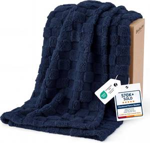 lot 18255 image: Bedsure GentleSoft Navy Blue Throw Blanket for Couch - Checkered Fleece Blankets Gifts for Kids Girls, Cute Soft Cozy Throw for Bedroom Home Decor Gifts, 50x60 Inches