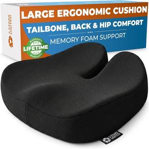 lot 18257 image: 5 STARS UNITED Seat Cushion - Memory Foam Chair Cushion for Tailbone Pain Relief - Ergonomic Support for Coccyx, Sciatica & Butt - Office, Desk & Gaming Chair, Car Seat, Wheelchair, Black Mesh