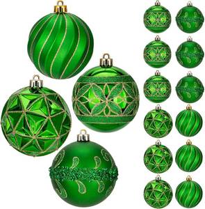 lot 18266 image: 12pcs Green Christmas Ornaments Balls 3.14 inch Glitter Hanging Christmas Tree Ornaments Set for Christmas Decorations Hand Painted Shatterproof Christmas Baubles for Xmas Holiday Party Decor