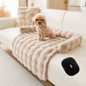 lot 18271 image: Dog Couch Bed for Dogs & Cats (29.5x29.5), Washable Plush Dog Bed for Couch with Bolster, Non-Slip Bottom, Furniture Protector for Sofa, Bed & Car Seat