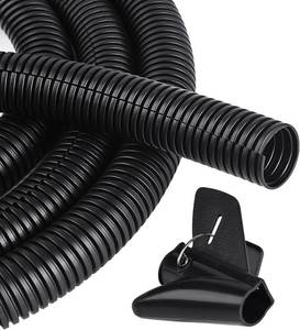 lot 18273 image: 10ft - 14 inch Flame Retardant Split Wire Loom Tubing with Installation Tool - Flexible Wire Covers Cord Protectors - Black
