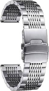 lot 18308 image: BINLUN Stainless Steel Watch Band, Metal Watch Strap for Men Women Replacement with Double-Lock Deployment Clasp Polished Watch Bracelet Silver Black Gold Rose-gold 181920212224mm