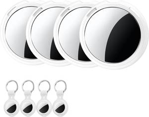 lot 18312 image: 4-Pack Smart Tracker Tags Apple MFi Certified Bluetooth Tracker Tags Item Finder Works with Apple Find My (iOS Only) Worldwide Tracking Waterproof Key Finder Locator for Luggage Wallet Pets Dogs