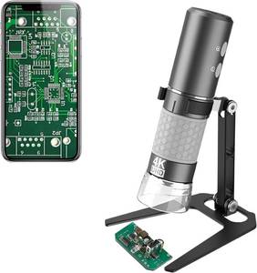 lot 18320 image: Jiusion WiFi USB Digital Handheld Microscope, 50 to 1000x Wireless Magnification Endoscope 4K 3840x2160P Camera 8 LEDs with Metal Stand for iPhone iPad Android Mac Windows Linux Chrome