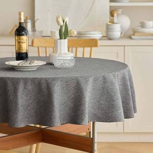 lot 22304 image: Decorelia Waterproof Faux Linen Tablecloth 60 Inch, Decorative Fabric Anti-Scratch Table Cloth Cover for Dining Table & Kitchen (Round (2-4 Seats), Dark Grey)