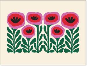 lot 22314 image: Heltrappe Pink and Green Flower Poster Vintage Nature Abstract Botanical Wall Art Poppies Canvas Prints for Gallery Living Room Wall Decor 12X16 inch Unframed