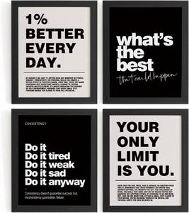 lot 22396 image: DSHFG Motivational Inspirational Office Wall Art Decor Prints Set of 4, Black Motivational Wall Decor Trendy Retro Posters for Office Home Decor, 8x10 Unframed