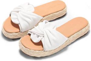 lot 22401 image: Coutgo Womens Platform Espadrilles Sandals Bow Twist Open Toe Slip On Slides Summer Beach Shoes SIZE 7-12