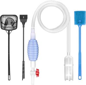 lot 22404 image: Fish Tank Cleaning Kit Set of 4 Pieces, Aquarium Siphon Algae Scraper Aquarium Net Algae Remover for Fish Tank, Aquarium Cleaner Vacuum Suitable for Changing Water and Cleaning Fish Tanks