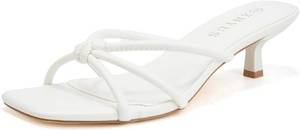 lot 22406 image: Womens Spaghetti Strap Square Open Toe Kitten Heel High Heel Sandals, Knot Design, Summer Fashion Slippers, Heel Height 1.82 inches Size 10