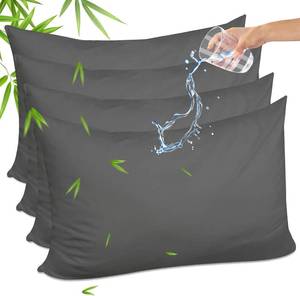 lot 22416 image: Gogreen Bamboo Rayon Waterproof Pillow Protector, Breathable Pillow Cover, Warm Pillow Case Protector with Zipper, Soft Terry Pillow Case Cover with Zipper (4 Packs, King 20x36, Grey)