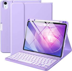 lot 22425 image: Harvopu Keyboard Case Compatible with iPad Air 11-inchAir 5th 4th Generation Case with Keyboard-Backlit Detachable, Folio Keyboard Cover with Pencil Holder for Air 11 M4M3M2, Air 5Air 4 (Purple)