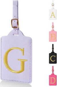 lot 22435 image: Personalized Initial Luggage Tags for Suitcases,Leather Letter Cute Luggage Tags with Privacy Name Card,Embroidered Monogrammed Travel Bag Backpack Tag Gifts for Women Kids Girls Teens(Purple-G)