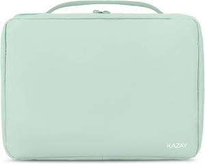 lot 22436 image: KAZAY Hanging Toiletry Bag with TSA Approved Detachable Pouch, Compact Travel Size Bag, Travel Toiletry Bag, Water Resistant, Premium Nylon, Travel Size Toiletries, Cosmetic Makeup Bag (Sage Green)