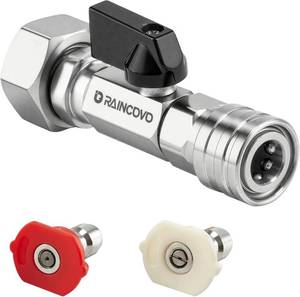 lot 22443 image: Raincovo Garden Hose Shut Off Valve to Pressure Washer Adapter, 34 GHT to 14 Quick Connect, Convert Water Hose into Power Washer Nozzle Tips, Car Washing Nozzle & Hose Attachment