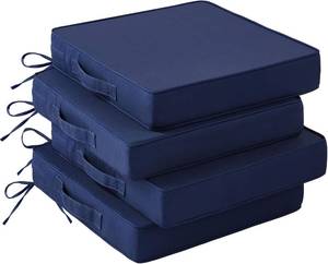 lot 22460 image: IASEAHK Patio Chair Cushions, 19 x 19 x 3 Outdoor Chair Cushions Set of 4, Waterproof Outdoor Cushions for Patio Furniture, Outdoors Seat Cushions with Handle and Ties, Navy Blue
