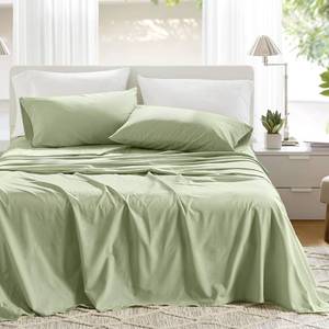 lot 22463 image: Comfort Spaces 100% Cotton Sheets Twin, Breathable & Soft Cotton Sheets, Naturally Cool Cotton Bed Sheets with 12 Elastic Pocket Fits up to 14 Mattress, All Seasons Sheet Set, Sage Green 3 Piece