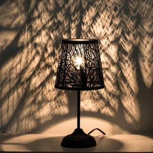lot 22465 image: ZQQLITE Touch Control Table Lamp, Black Metal Tree Pattern Shadow Lamp Lights Mini Lamps with dimmable 3-Levels Brightness Vintage Accent Decor Lamp Indoor Mood Lighting Bedroom Living Room (Black)