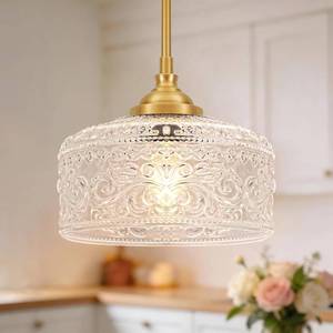 lot 22466 image: Gold Pendant Lights Kitchen Island, Vintage Bathroom Pendant Light With Clear Glass Shade, Adjustable Height Pendant Light - Dual Mount Ceiling & Hanging Fixtures With 90  Swivel For Home, E26 Bulb