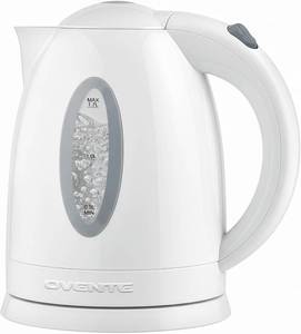 lot 22474 image: OVENTE Electric Kettle, 1.7L Fast Boiling Water Heater for Coffee or Tea, BPA Free with Water Level Gauge, Auto Shut-Off, Boil-Dry Protection, Indicator Light and Removable Filter, White KP72W