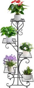 lot 17761 image: 5 Tier Metal Plant Stand, Heavy Duty Metal Flower Pot Holder, Multiple Plant Round Supports Rack, Pedestal Plants Stand For Patio Garden Porch Corner Balcony Patio & Garden D cor