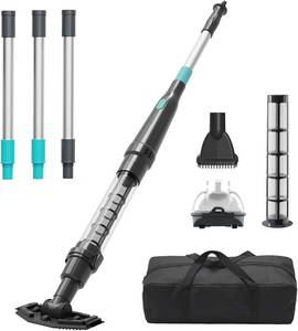 lot 17777 image: Handheld Pool Vacuum for Above Ground Pool, Cleans Hot Tubs,20 GallonsMin Powerful Suction & Lightweight,90 Mins Running Time, Comes with Storage Bag, Ideal for Cleaning Debris and Sand,Black