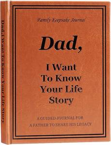 lot 17782 image: Dad I Want to Hear Your Life Story Journal, Leather Hardcover Book with 250 Prompt Questions for Father to Share His Life and Memories, Dad Gifts for Birthday Fathers Day Christmas from Daughter Son