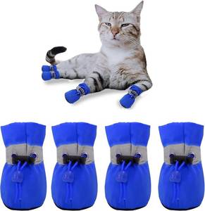 lot 17783 image: YAODHAOD Dog Shoes for Small Dogs, Puppy Dog Boots & Paw Protector for Winter Snowy Days, Anti-Slip Sole Dog Booties for Indoor Hardwood Floor 4PCS (Blue,Size 2)