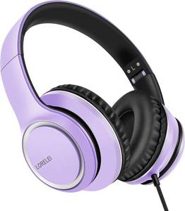 lot 17789 image: LORELEI X8 Over-Ear Wired Headphones with Microphone with 1.45m-Tangle-Free Nylon Line&3.5mm Plug,Lightweight Foldable & Portable Headphones for Smartphone,Tablet,Computer,Mp34(Dark Purple)