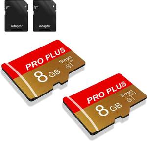 lot 17796 image: 2 Pack TF Card 8GB with Adapter, High Speed Memory Card, UHS-I C10 A1 Memory TF Card for TabletMobile PhoneCameraCar AudioGame Console (TF162 Red Gold 8GB)