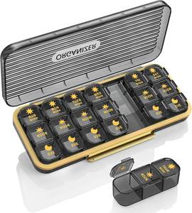 lot 17806 image: Pill Organizer 3 Times A Day - Acedada Weekly Pill Organizer 3X A Day, Large Pill Box 7 Day Medicine Organizer Pill Case, Pill Container Holder, Daily Pill Box 3 Times A Day, for Vitamin, Black Grey
