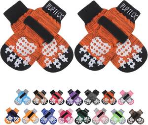 lot 17809 image: PUPTECK Anti-Slip Dog Socks with Double Sides Grips for Small Medium Large Dogs Hardwood Floors Prevents Licking, Dog Shoes for Hot Pavement Traction Control Paw Protector for Senior Dogs