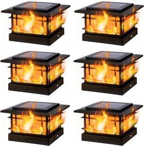 lot 17813 image: Dynaming 4x4 Solar Post Cap Lights Outdoor with Flickering Flame Light, Black Shell Fence Post Solar Lights Fit 4x4 VinylWooden Posts, Brightness LED Lighting Decor for Garden Deck Patio, 6 Pack