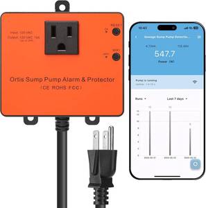 lot 17814 image: Sump Pump Monitor   Ortis WiFi Sewage Pump Alarm with Real-Time Status, Overload, Float Switch Jam & Power Outage Alerts, Compatible with 16HP 2HP Pumps