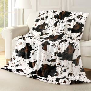 lot 17818 image: Cow Print Blanket Ultra Soft Flannel Throw Blanket for Couch Bed, Cute Cozy Lightweight All-Season Fleece Blanket Twin XL, Gift for Women & Girls, 66 90 Inches Black & White