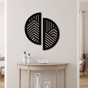 lot 17820 image: Hollow Round Wood Art Wall Decor, Modern Vintage Wooden Round Wall Sculptures, Half Round Wall Decor Hanging Abstract Panel 3D Geometric Wood Wall Art Decor for Home Office Living Room Bedroom (Black)