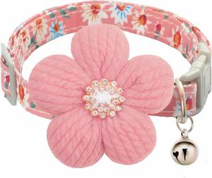 lot 17821 image: Small Dog Collar with Flower, Spring Dog Collar for Girl Dog Collars for Small Dogs Cute Dog Collar with Bell, Adjustable Length