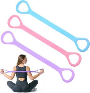 lot 17825 image: 3 Pcs Figure 8 Resistance Band with Handles Elastic Bands Back Arm Workout Non Slip Exercise Equipment Workout Chest Arm Shoulder Stretch Bands for Home Yoga Gym Back Yoga Pilates Stretching