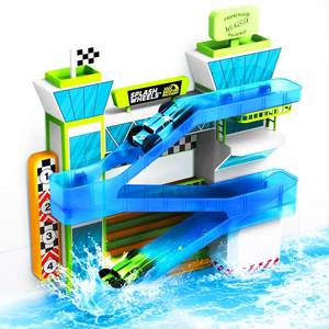 lot 17828 image: Tub Works  Splash Wheels  Bathtime Raceway Car Ramp Toddler Bath Toy  Race Car Track with 2 Water-Activated Light-Up Racers  Light Up Bath Toys Flash & Change Colors  Engaging Bathtub Toys for Kids
