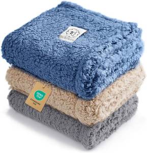 lot 17831 image: Luciphia 3 Pack Calming Dog Blanket Fluffy Premium Fleece Pet Blankets Soft Sherpa Throw for Dogs Puppy Cat, ONE BEIGE AND TWO PINK, Large (76x104cm)