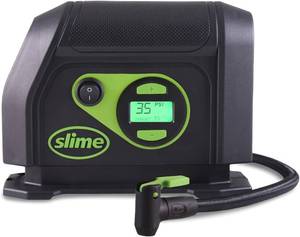 lot 17833 image: Slime 40088 Tire Inflator, Portable Car Air Compressor, Inflate Right automatic shut off, with Digital 99 psi Display, Long Hose and LED Light, 12V, 6 min inflation
